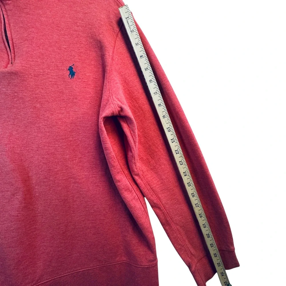 Polo Ralph Lauren Mens Red Quarter Zip Pullover Sweatshirt Large Preppy Academia
